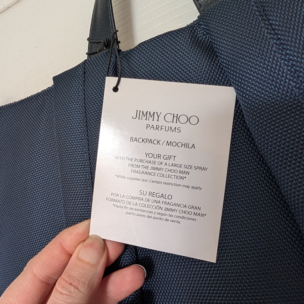 NWT Navy Blue Jimmy Choo Drawstring Backpack - Picture 6 of 7
